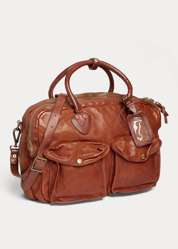 Ralph Lauren Læder Cargo Briefcase Hnědé | nNTBhXEH