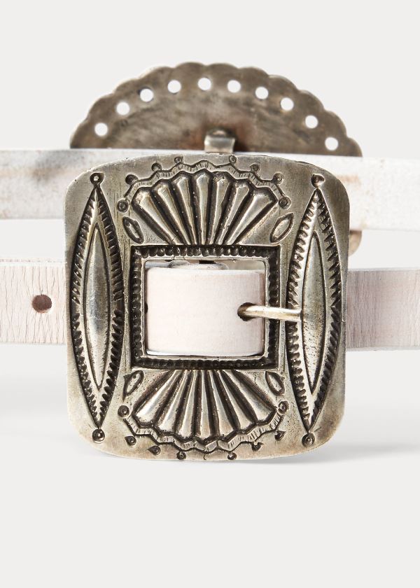 Ralph Lauren Læder Concho Belt Bílé | 16Je0YrT