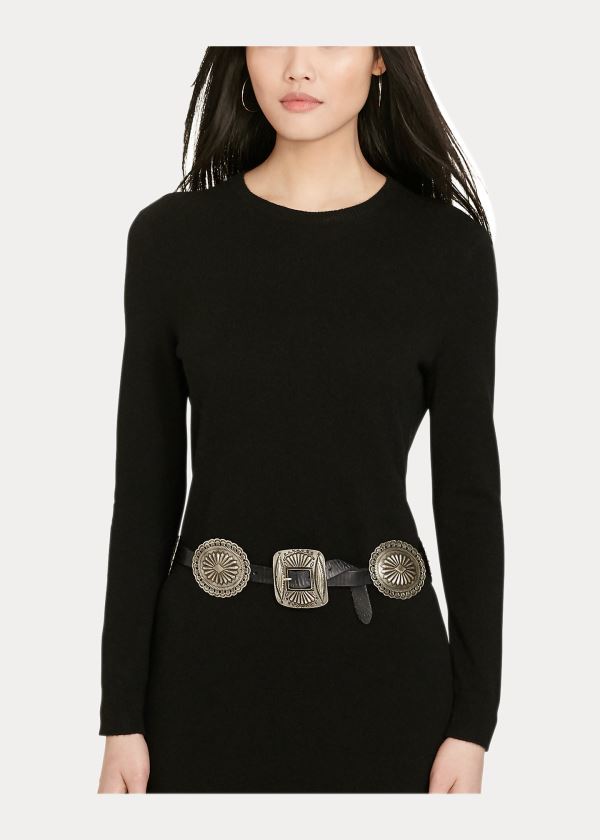 Ralph Lauren Læder Concho Belt Bílé | 16Je0YrT