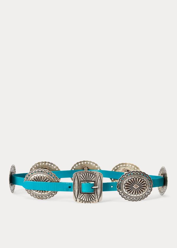 Ralph Lauren Læder Concho Belt Tyrkysové | ZL2rnwNy