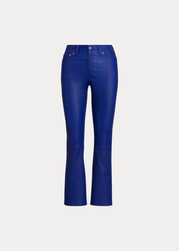 Ralph Lauren Læder Cropped Flare Pant Královská Modrá Blankyt | Q1Cg72rL