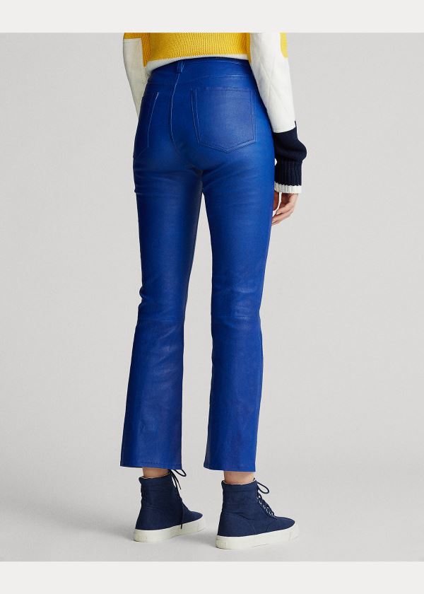 Ralph Lauren Læder Cropped Flare Pant Královská Modrá Blankyt | Q1Cg72rL