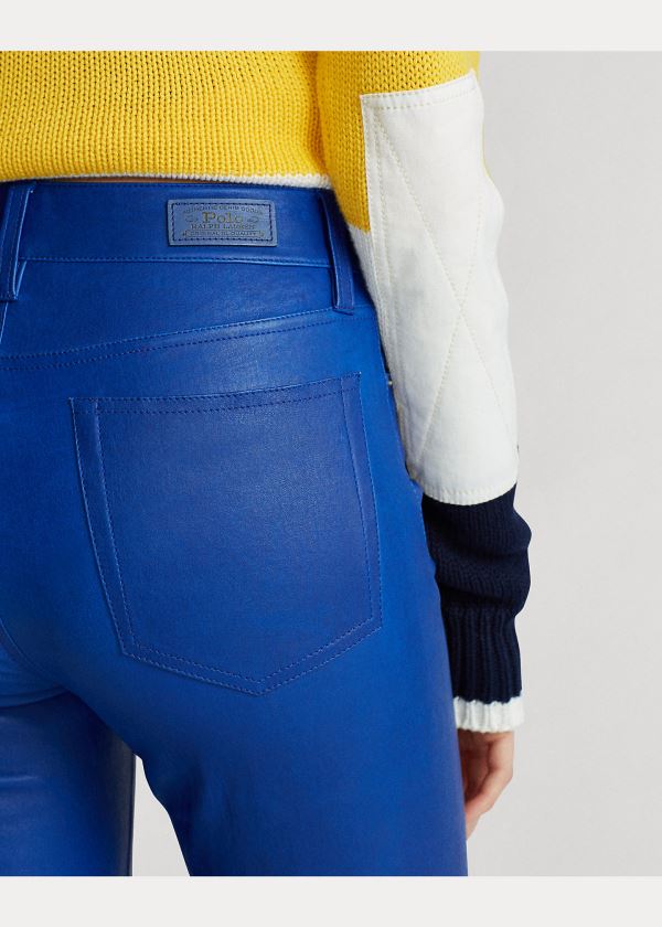 Ralph Lauren Læder Cropped Flare Pant Královská Modrá Blankyt | Q1Cg72rL
