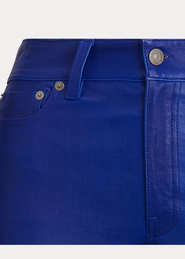 Ralph Lauren Læder Cropped Flare Pant Královská Modrá Blankyt | Q1Cg72rL