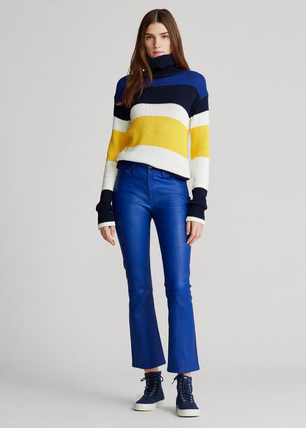 Ralph Lauren Læder Cropped Flare Pant Královská Modrá Blankyt | Q1Cg72rL