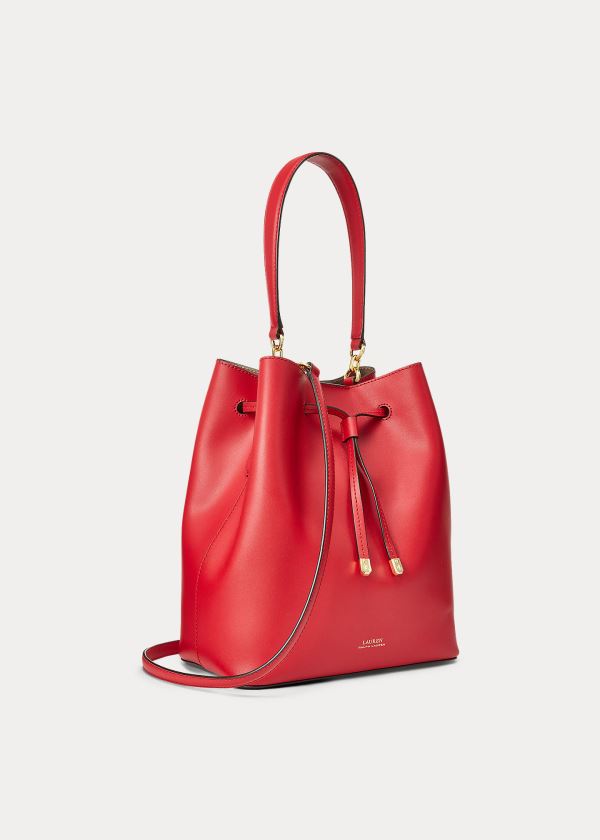 Ralph Lauren Læder Debby Drawstring Bag Červené | 5Wzpr3Qr