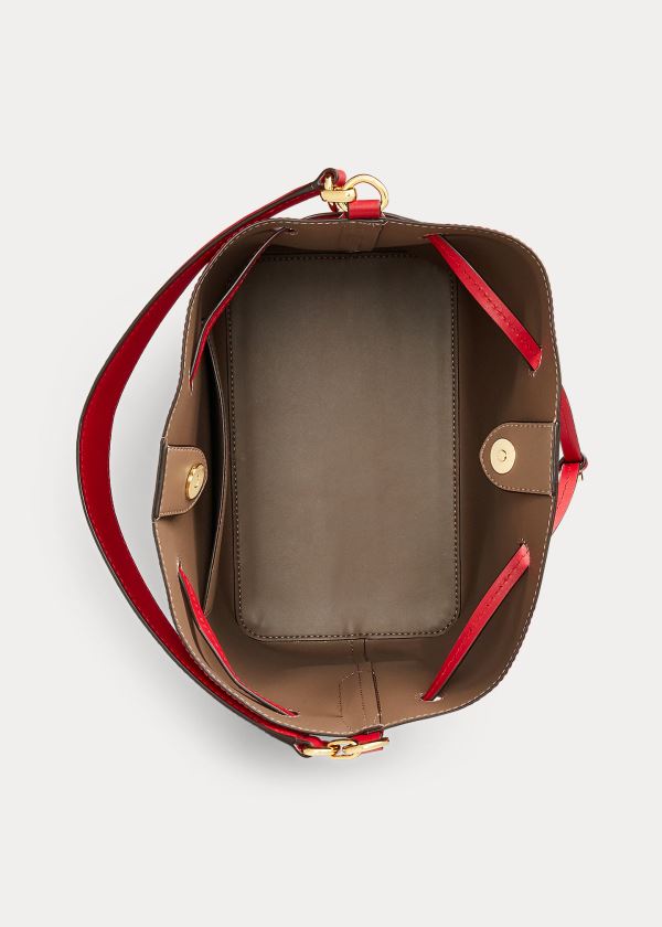 Ralph Lauren Læder Debby Drawstring Bag Červené | 5Wzpr3Qr