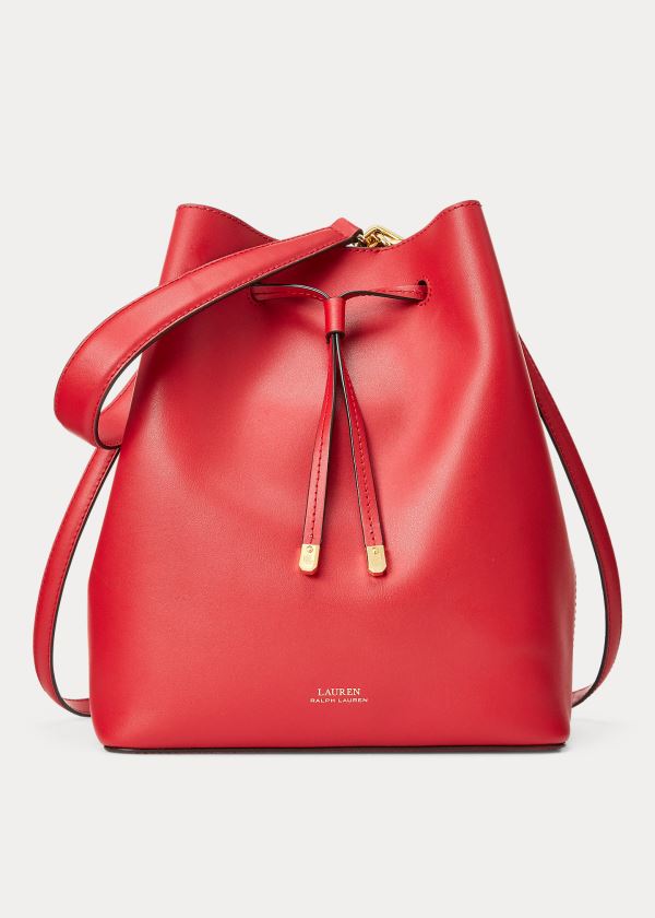 Ralph Lauren Læder Debby Drawstring Bag Červené | 5Wzpr3Qr