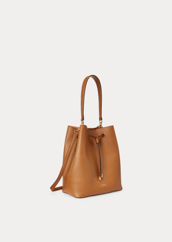 Ralph Lauren Læder Debby Drawstring Bag Hnědé Oranžové | bTEpksTy