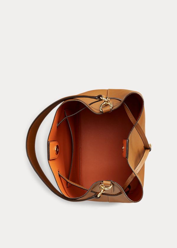 Ralph Lauren Læder Debby Drawstring Bag Hnědé Oranžové | bTEpksTy