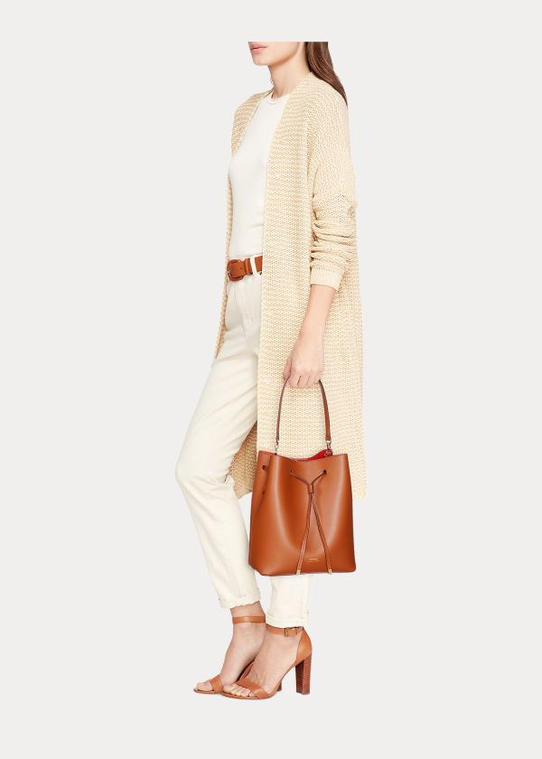 Ralph Lauren Læder Debby Drawstring Bag Hnědé Oranžové | bTEpksTy