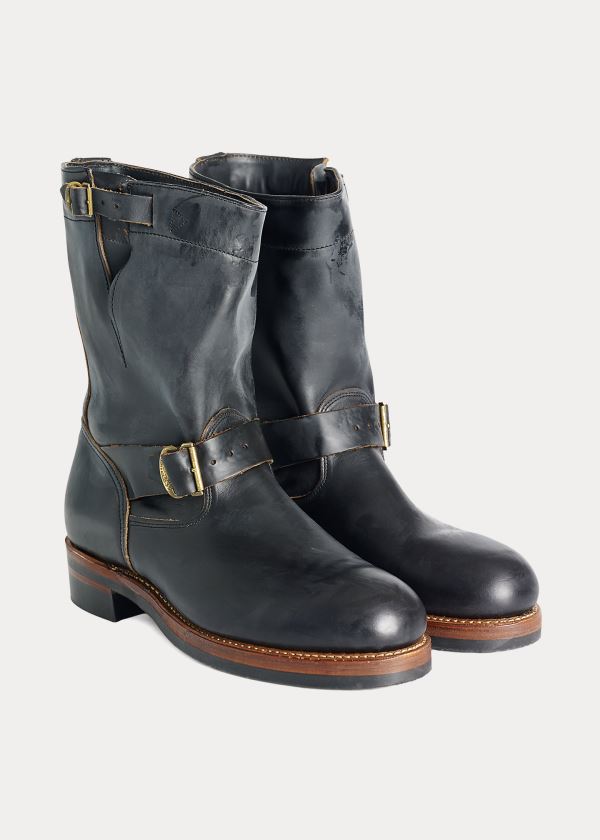 Ralph Lauren Læder Engineer Boot Černé | TtRfAjDV