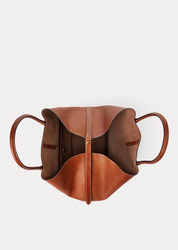 Ralph Lauren Læder Large Bellport Tote Hnědé | dEayxGWn