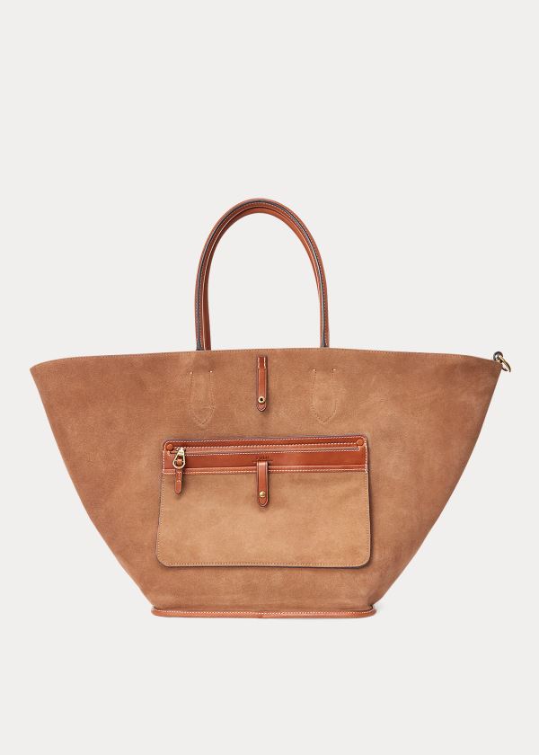 Ralph Lauren Læder Large Bellport Tote Hnědé | dEayxGWn