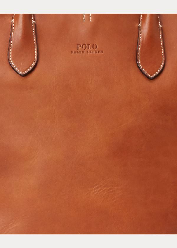Ralph Lauren Læder Large Bellport Tote Hnědé | dEayxGWn