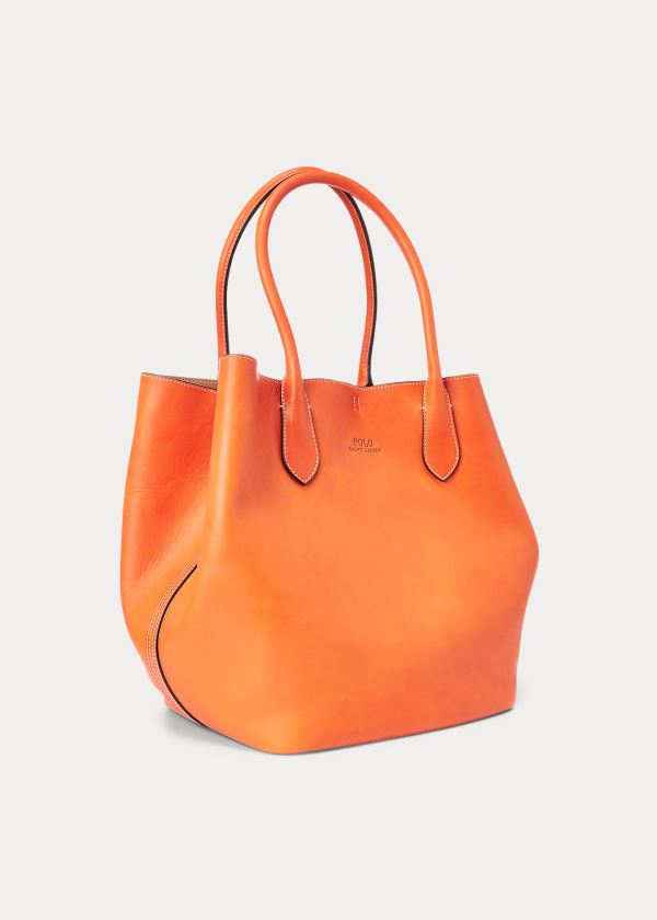 Ralph Lauren Læder Large Bellport Tote Oranžové | Ju9c8k6U