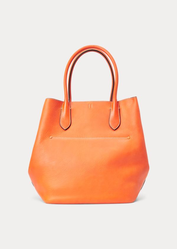 Ralph Lauren Læder Large Bellport Tote Oranžové | Ju9c8k6U