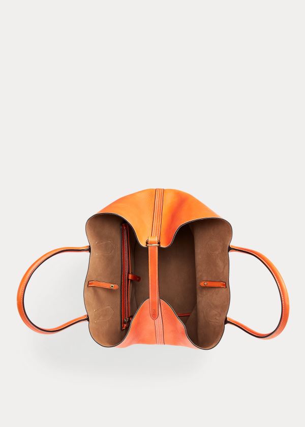 Ralph Lauren Læder Large Bellport Tote Oranžové | Ju9c8k6U