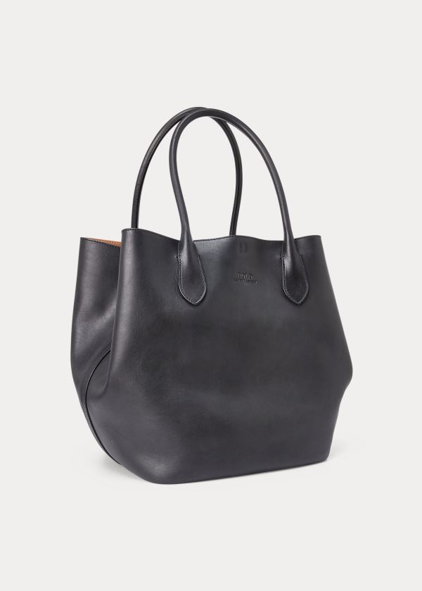 Ralph Lauren Læder Large Bellport Tote Černé | ETaCAhSY