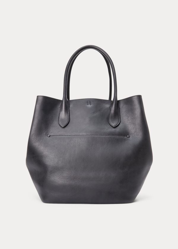 Ralph Lauren Læder Large Bellport Tote Černé | ETaCAhSY