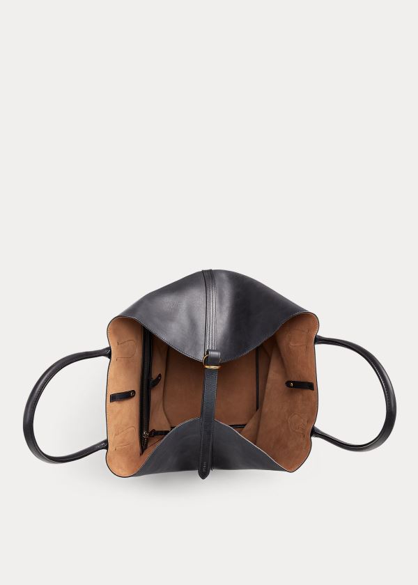 Ralph Lauren Læder Large Bellport Tote Černé | ETaCAhSY