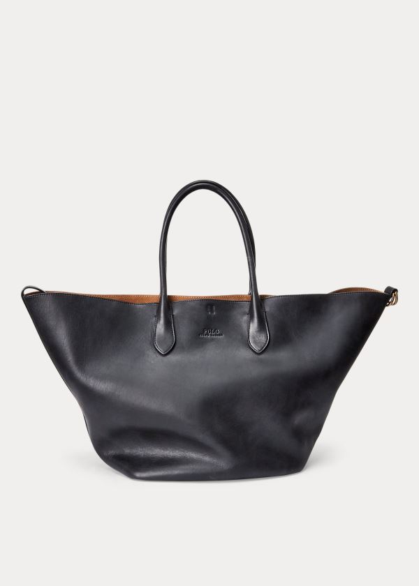 Ralph Lauren Læder Large Bellport Tote Černé | ETaCAhSY