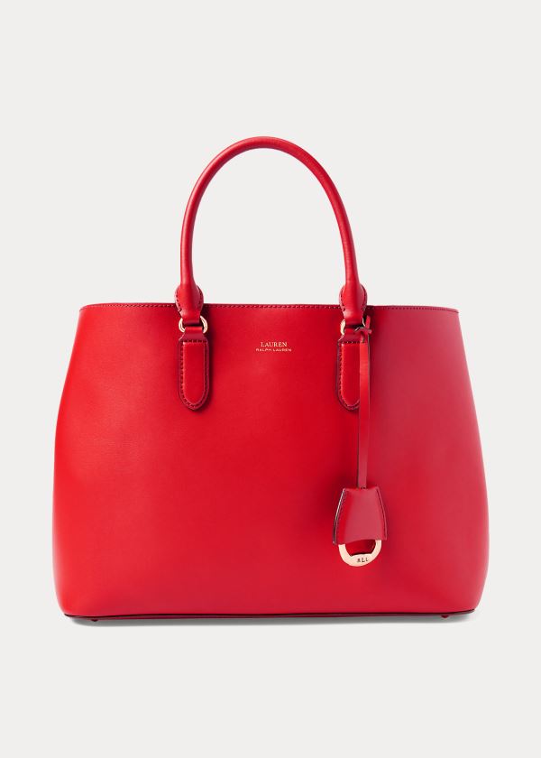 Ralph Lauren Læder Large Marcy Satchel Červené Zlaté | oFxDc1C9