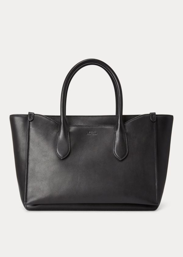 Ralph Lauren Læder Large Sloane Satchel Černé | 5ajAUp6t