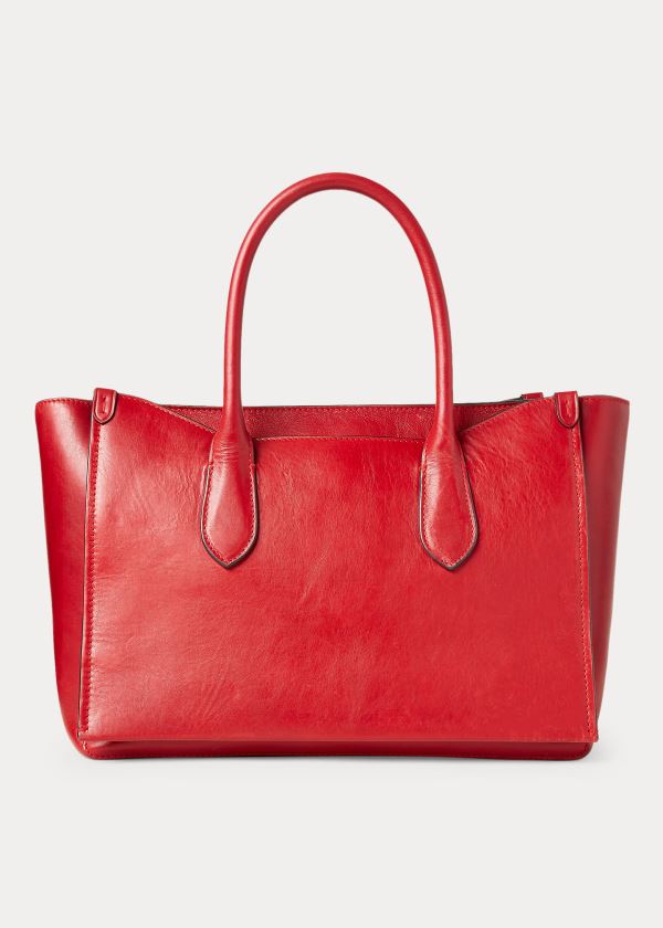 Ralph Lauren Læder Large Sloane Satchel Červené | VhvPWpWj