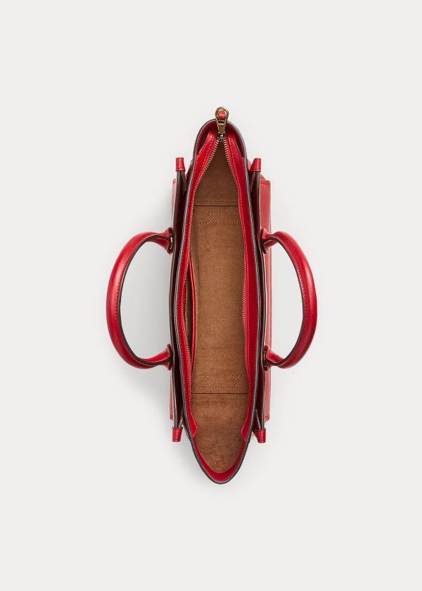 Ralph Lauren Læder Large Sloane Satchel Červené | VhvPWpWj