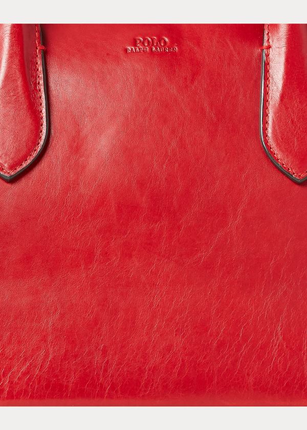Ralph Lauren Læder Large Sloane Satchel Červené | VhvPWpWj