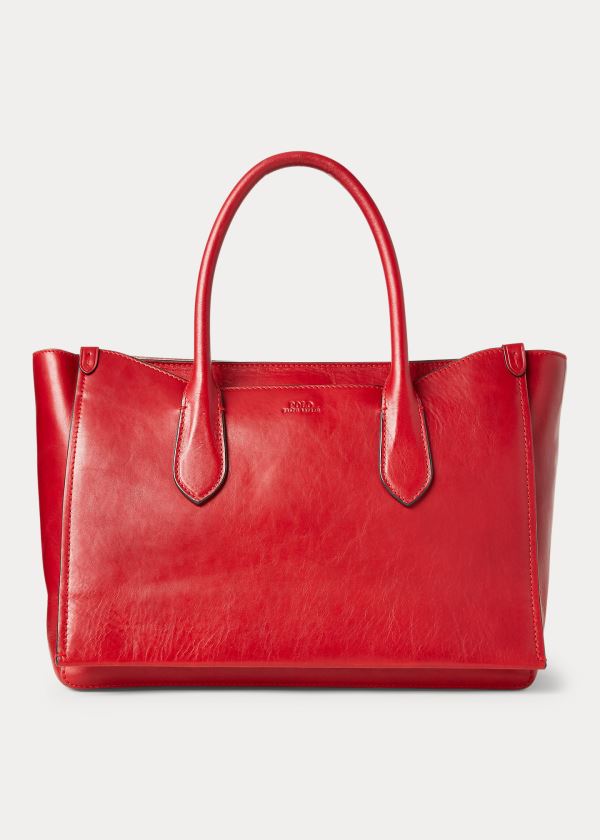 Ralph Lauren Læder Large Sloane Satchel Červené | VhvPWpWj