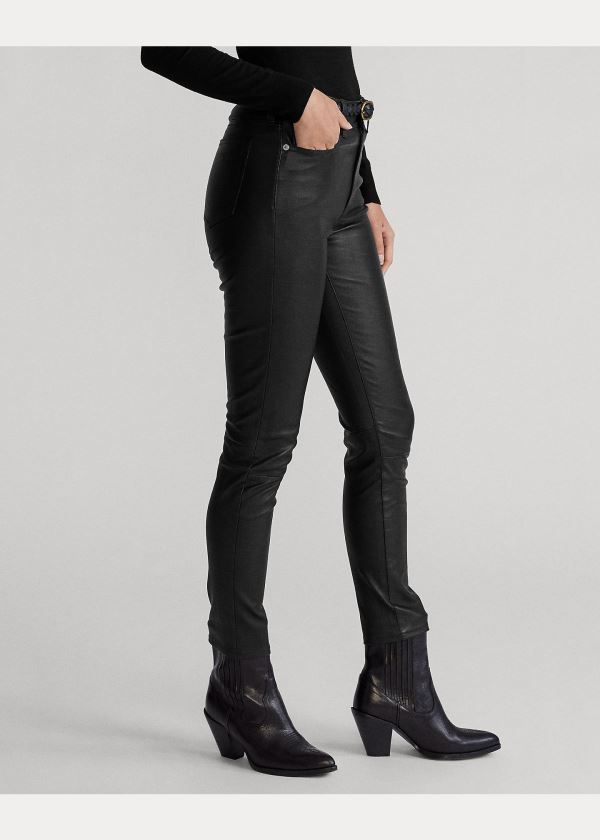 Ralph Lauren Læder Legging Černé | sl47mxSX