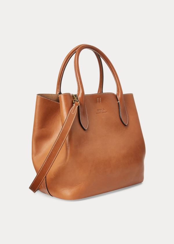 Ralph Lauren Læder Medium Bellport Tote Hnědé | Z0MvgeIL