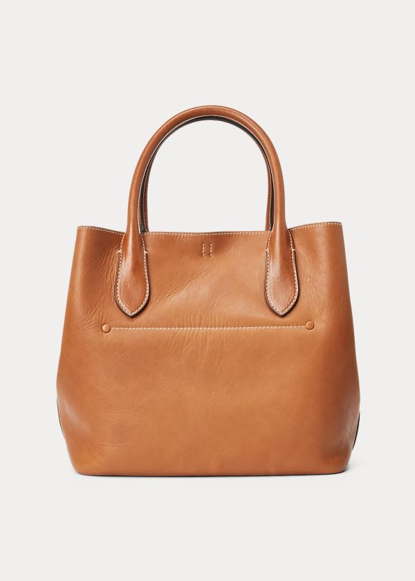 Ralph Lauren Læder Medium Bellport Tote Hnědé | Z0MvgeIL