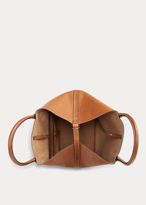 Ralph Lauren Læder Medium Bellport Tote Hnědé | Z0MvgeIL