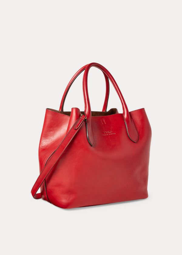Ralph Lauren Læder Medium Bellport Tote Červené | s2aL5fh7