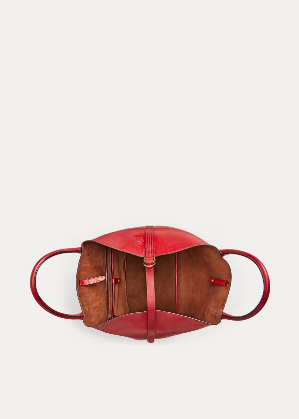 Ralph Lauren Læder Medium Bellport Tote Červené | s2aL5fh7