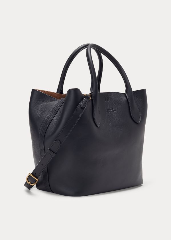 Ralph Lauren Læder Medium Bellport Tote Černé | zaaIpubM