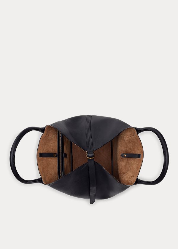 Ralph Lauren Læder Medium Bellport Tote Černé | zaaIpubM