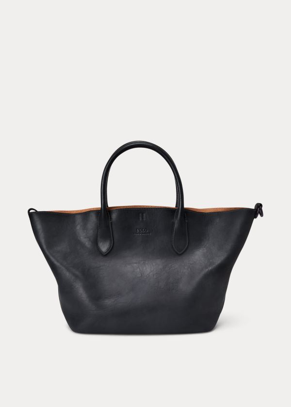 Ralph Lauren Læder Medium Bellport Tote Černé | zaaIpubM