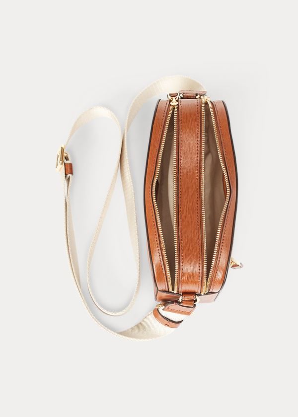 Ralph Lauren Læder Medium Crossbody Bag Hnědé | PIJzR4Ja