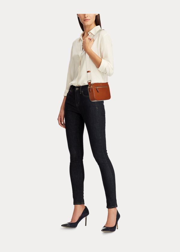 Ralph Lauren Læder Medium Crossbody Bag Hnědé | PIJzR4Ja