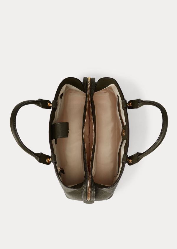 Ralph Lauren Læder Medium Hayward Satchel Tmavě Olivy Zelené | bs1ObWVq