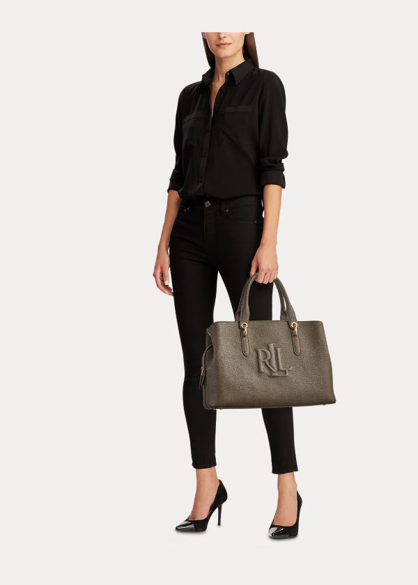 Ralph Lauren Læder Medium Hayward Satchel Tmavě Olivy Zelené | bs1ObWVq