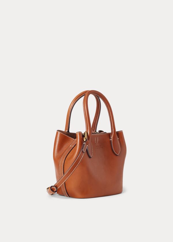 Ralph Lauren Læder Mini Bellport Tote Hnědé | QerINIqX