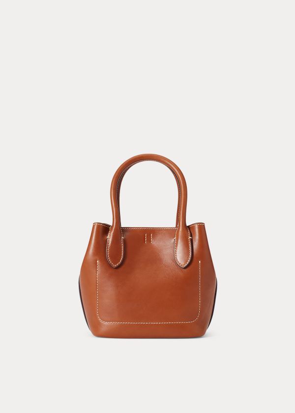 Ralph Lauren Læder Mini Bellport Tote Hnědé | QerINIqX