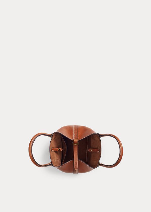 Ralph Lauren Læder Mini Bellport Tote Hnědé | QerINIqX