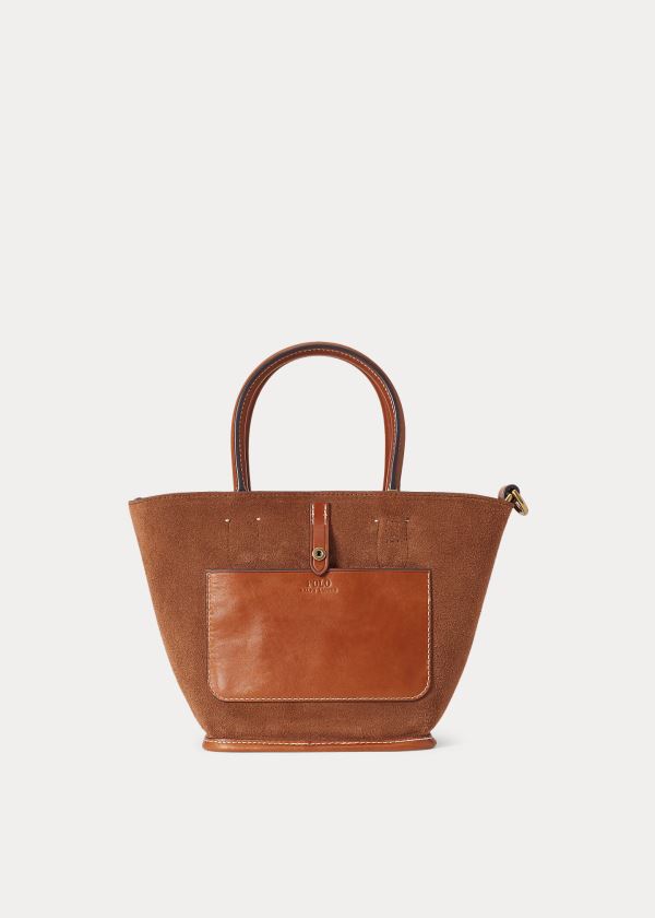 Ralph Lauren Læder Mini Bellport Tote Hnědé | QerINIqX