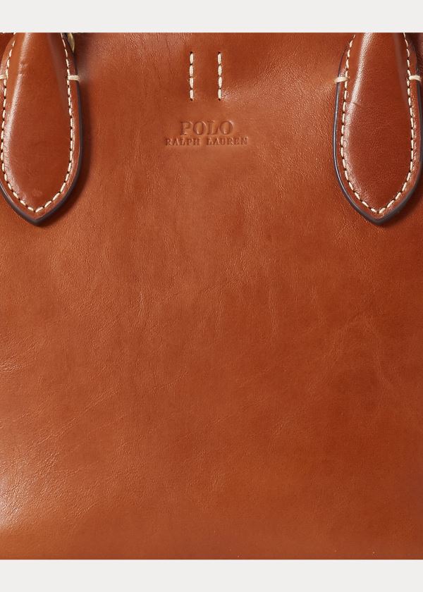 Ralph Lauren Læder Mini Bellport Tote Hnědé | QerINIqX